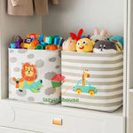 paniers rangement pliant tissu lin motif animaux moderne poignées corde rangement jouets chambre