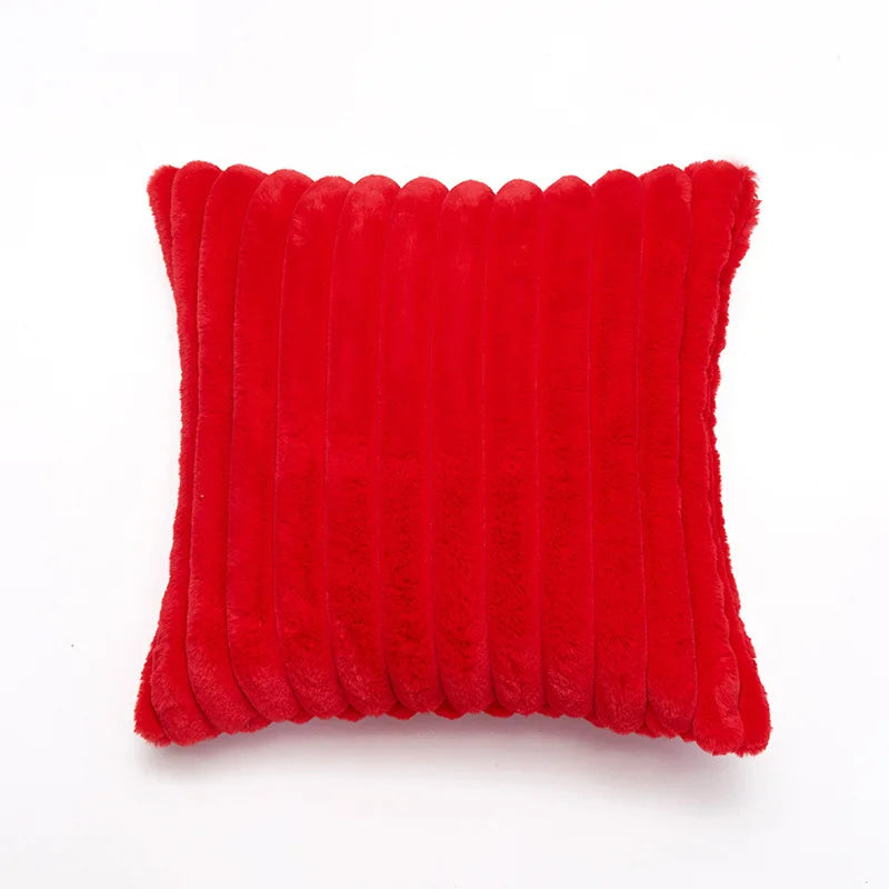 coussin décoratif moderne double face peluche rouge orange vert blanc rose