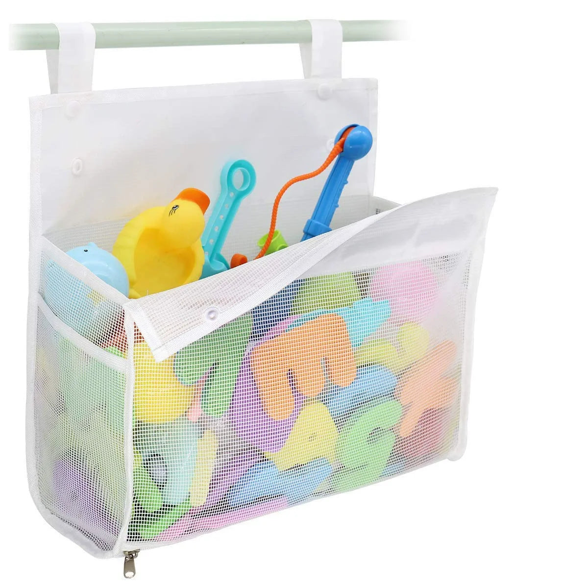 organisateur suspendu jouets bain blanc maille trous fixe tringle enfantins canards lettres plastique