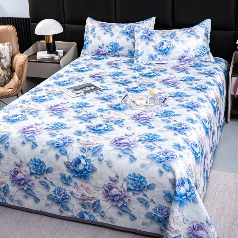 drap lit complet fleurs classique vert clair bleu clair beige violet rose adultes chambre