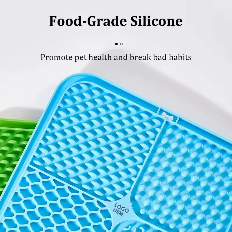 tapis silicone bulles antiétouffement lent chiens orange vert bleu violet moderne