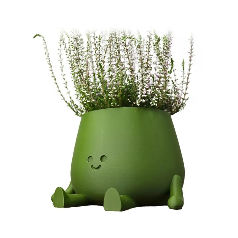 cache pot vert visage souriant créatif intérieur extérieur balcon étagère plante cactus personnalisé