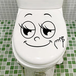 sticker autocollant toilette visage souriant dessin animé simple pvc noir inclusion chambre bains décoration