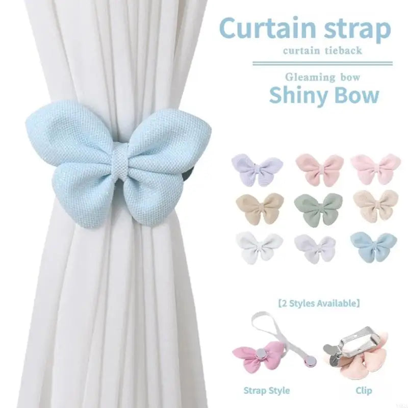 rideau ruban fin rayures clips décoration fenêtre bleu clair élégant