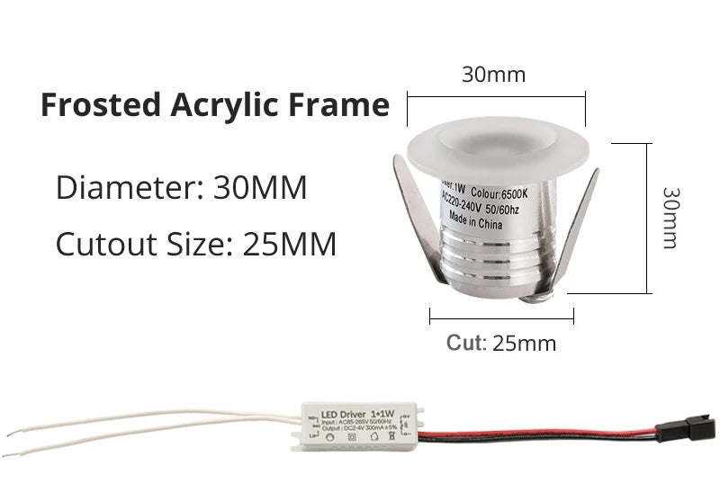 projecteur led blanc noir argent moderne 1w 28mm 30mm opaquet
