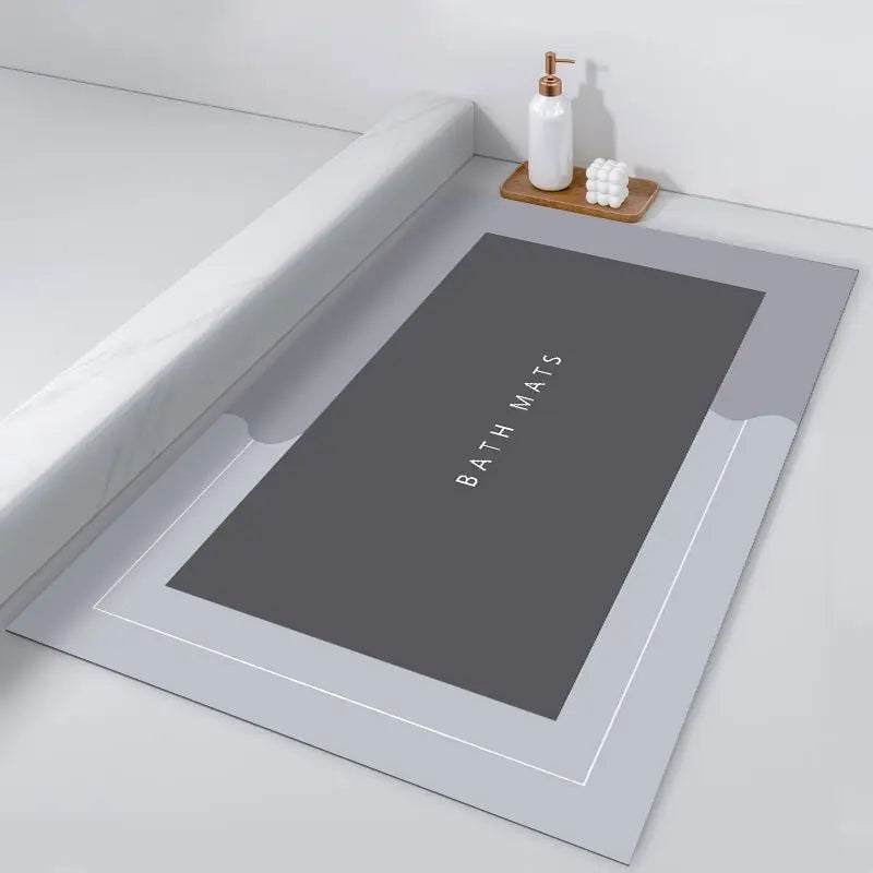 tapis bain gris vert moderne minimaliste lavable main machine usage maison salle bain