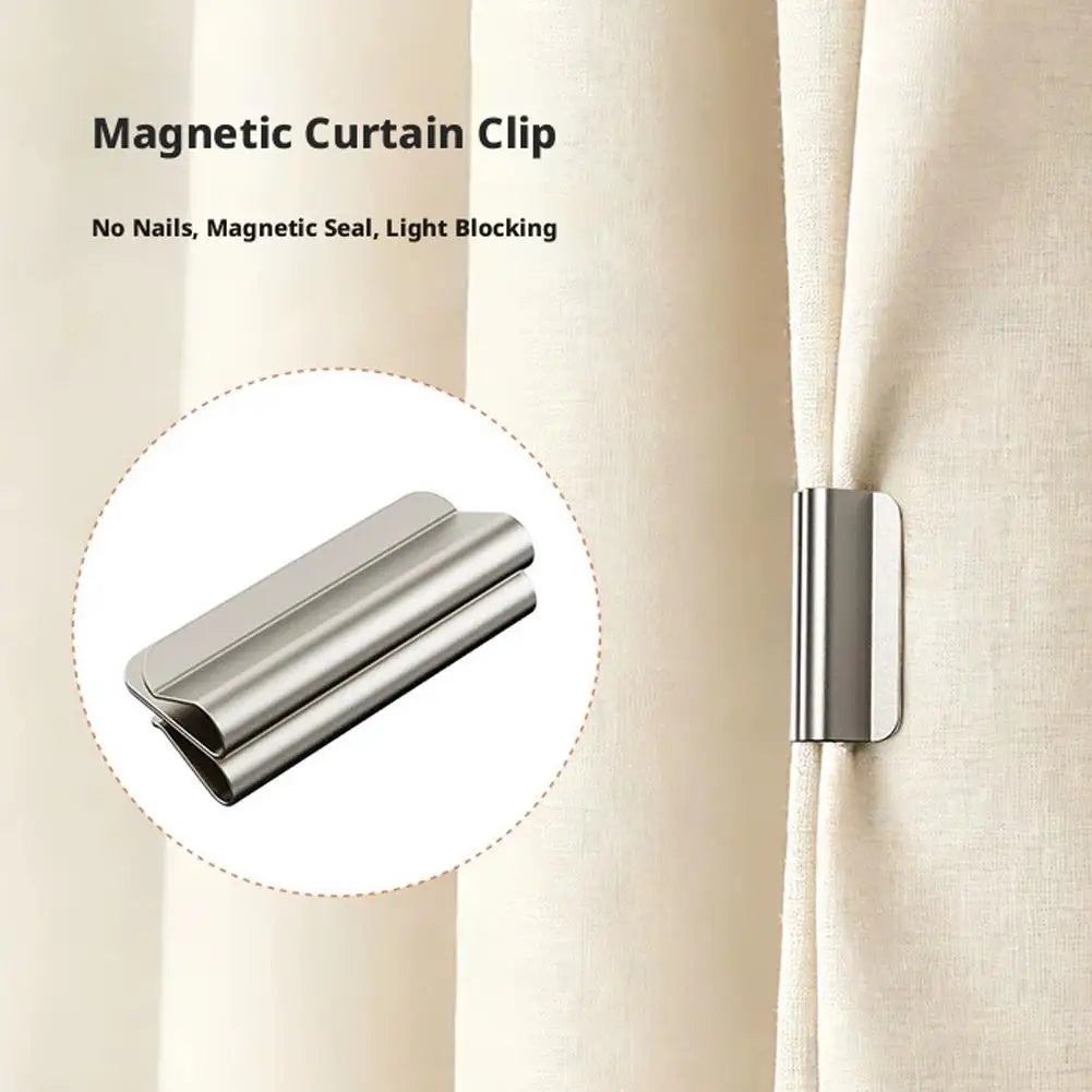 clips rideau magnétiques argentés modernes fixations aimants sans perçage opaques minimalistes