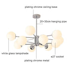 Suspension lumineuse moderne boules sphériques translucides structure chromée salon chambre coucher
