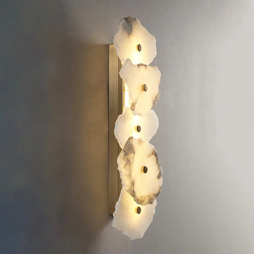 applique murale led marbre naturel moderne minimaliste fixee mur blanc gris