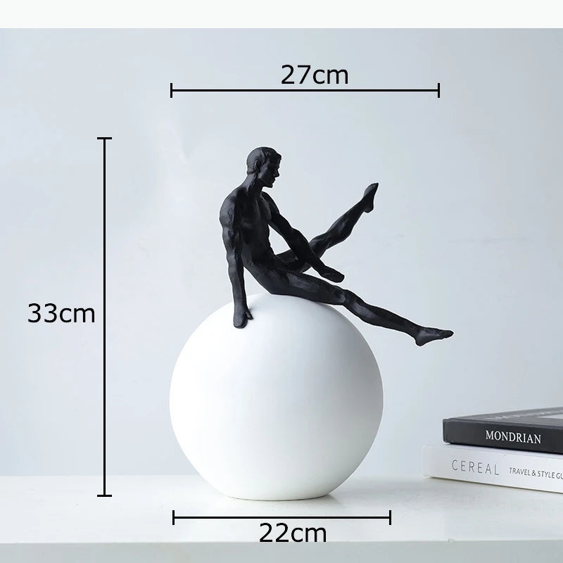 statuette humaine mouvement moderne minimaliste noir blanc rose texture organique deco chambre