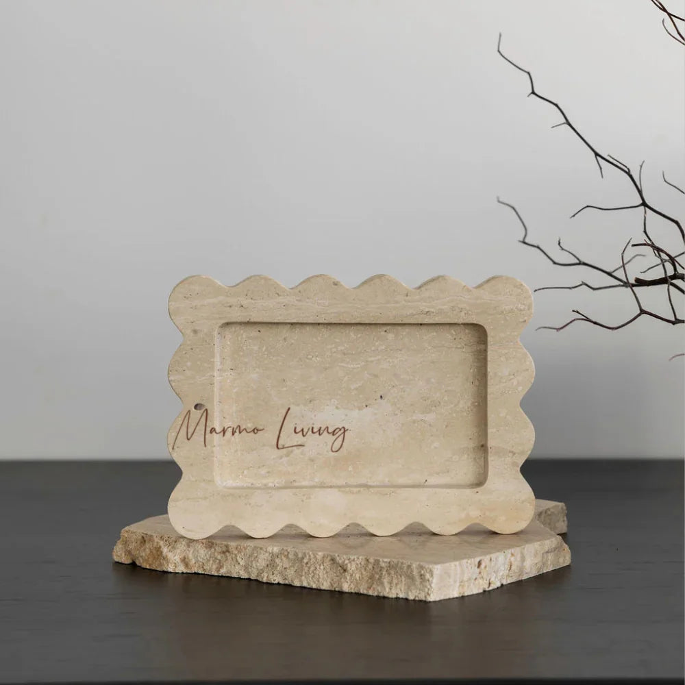 plateau marbre blanc marron noir classique décoration maison rangement wabi sabi