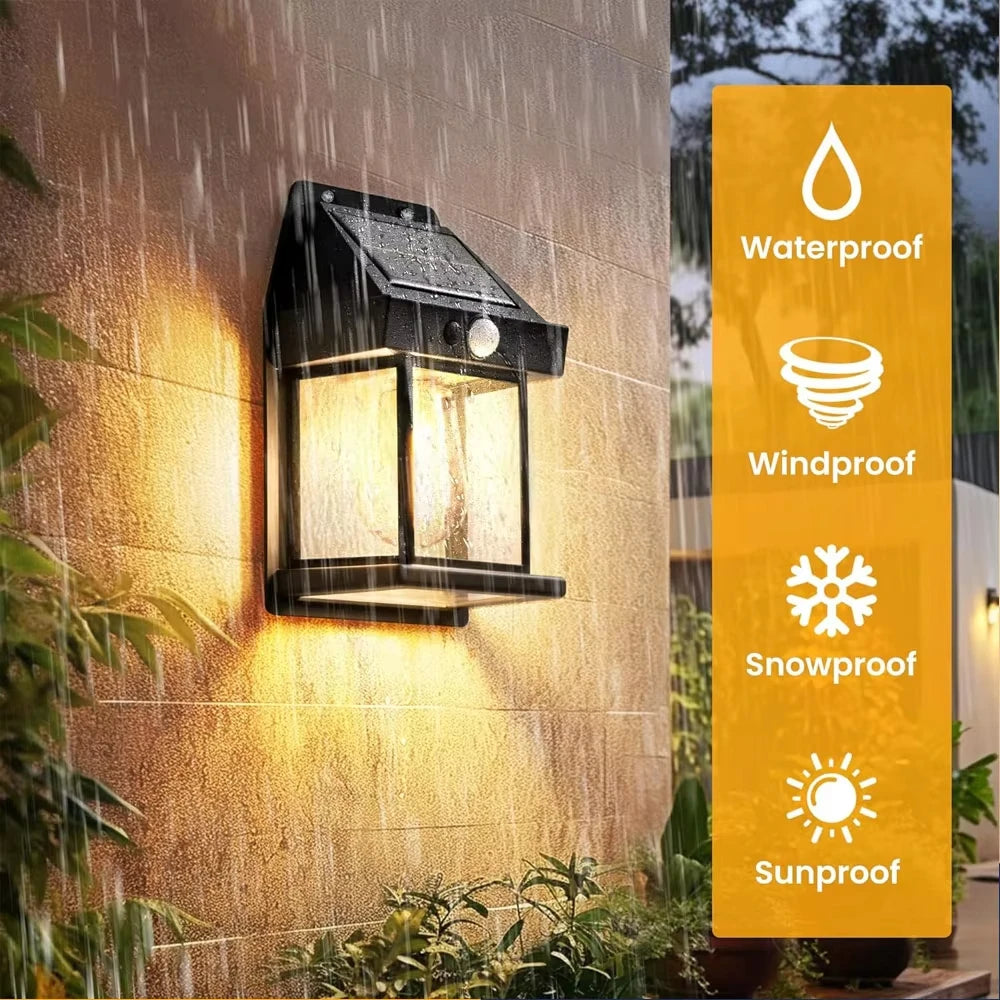 lampe solaire murale moderne noire transparente panneau solaire tête détection LED filament