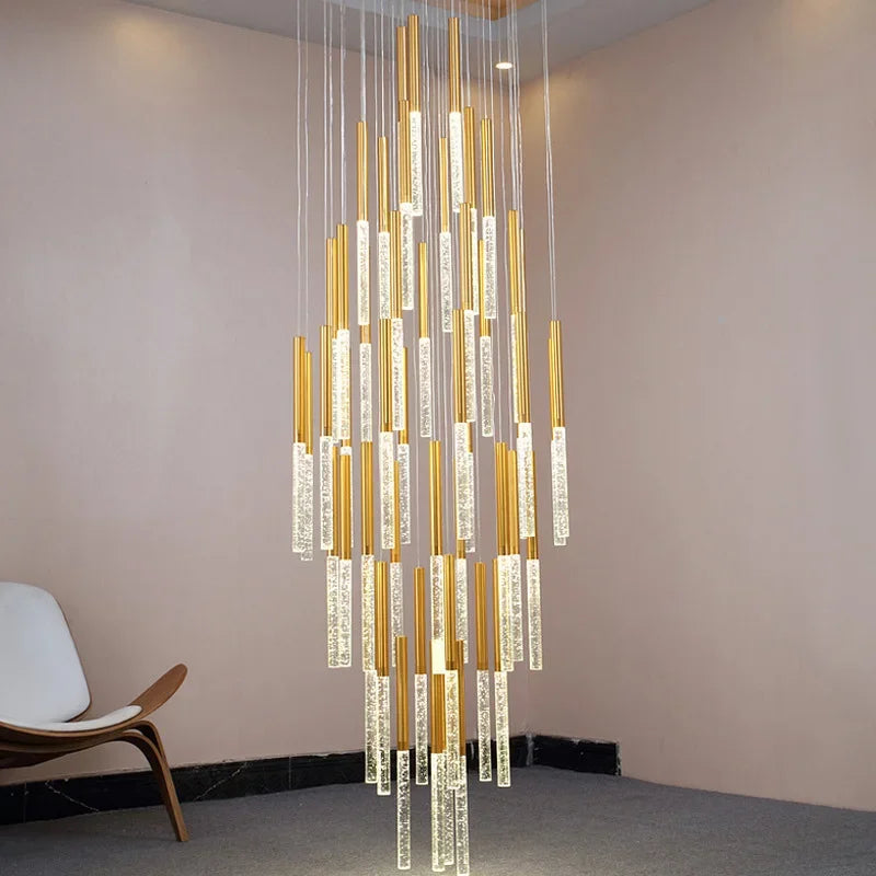 suspension lumineuse moderne or blanc brillantes élégante verre fixée chaînes