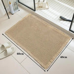 tapis bain beige clair gaufré antidérapant franges moderne dimensions 60x40cm