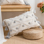 coussin géométrique moderne polyester gris beige amovible lavable contemporain decoration interieur tufter boheme