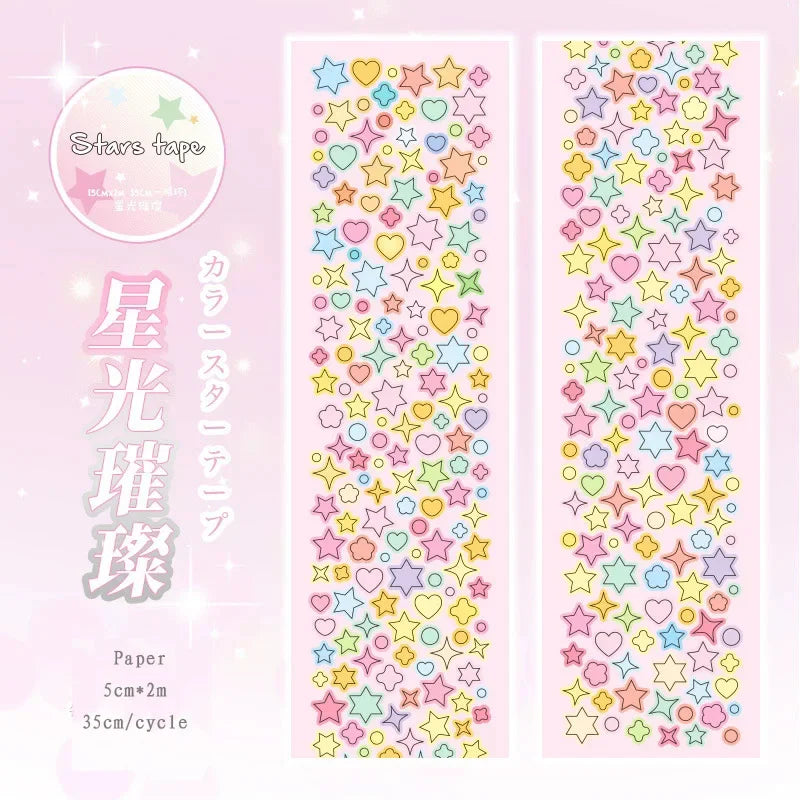 ruban decoratif multicolore etoiles coeurs cercles adhésif manuel diy collage enfants