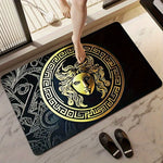tapis noir doré ornement grec floral antidérapant extérieur résistant élégance adhésif salon chambre bain