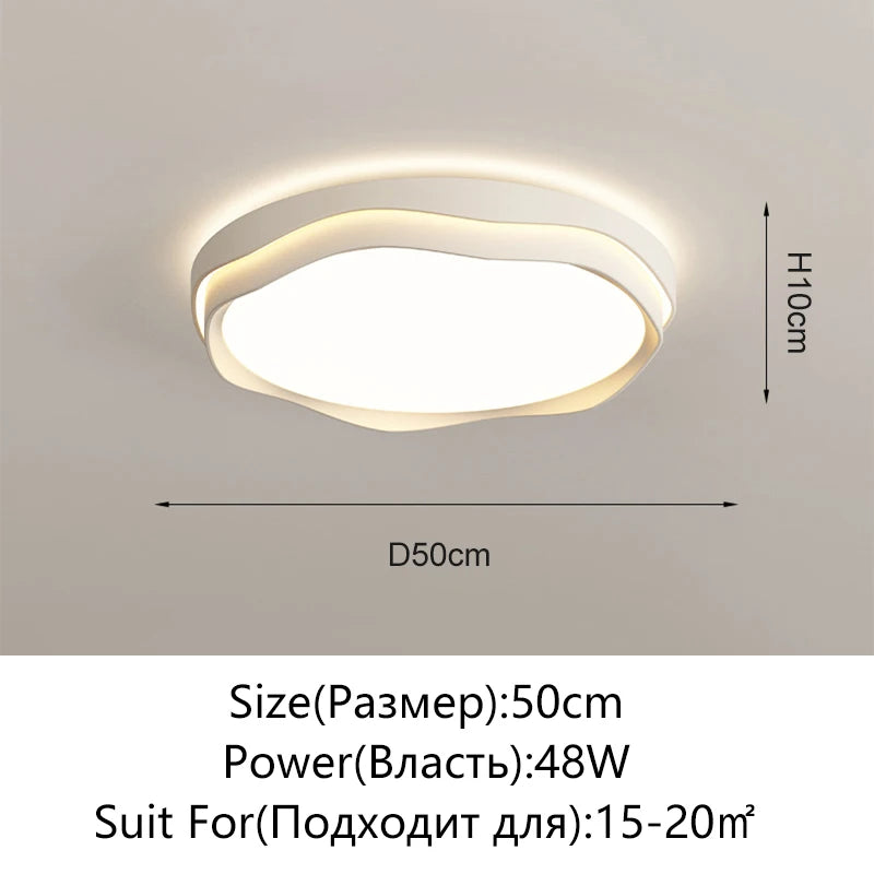 plafonnier led moderne blanc beige rond ondulé mat intérieur minimaliste intensité variable toucher