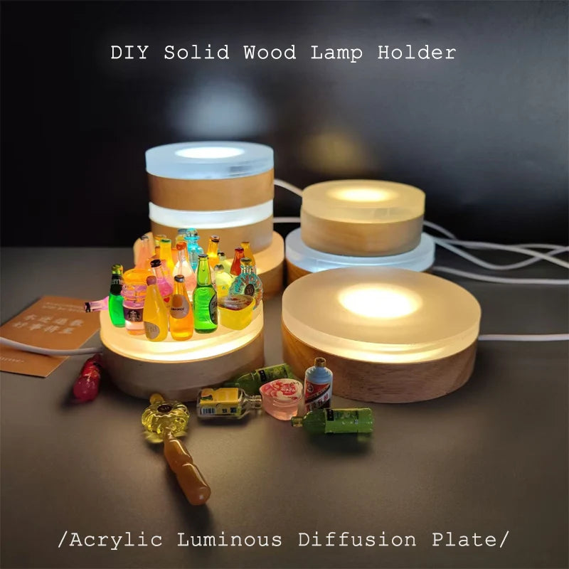 base lampe led bois naturel acrylique translucide câble usb warm white moderne minimaliste