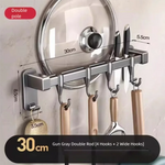 organisateur porte couverts mural gris métallisé moderne crochets adhésif lisse brillant cuisine ustensiles
