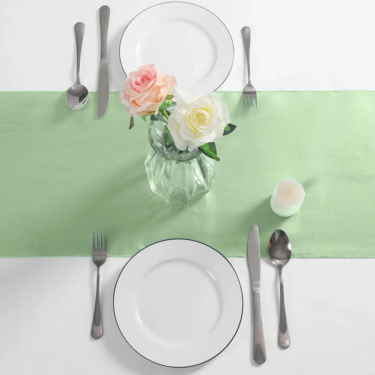 tableau table uni classique vert clair printemps été automne mariage nouveau an pièces blanc