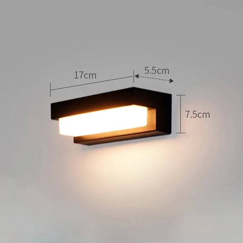 applique murale led moderne noir ip65 solaire aluminium extérieure minimaliste éclairage porche jardin balcon