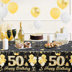 vaisselle jetable anniversaire noir doré assiettes verres serviettes bannières fête décorations confettis