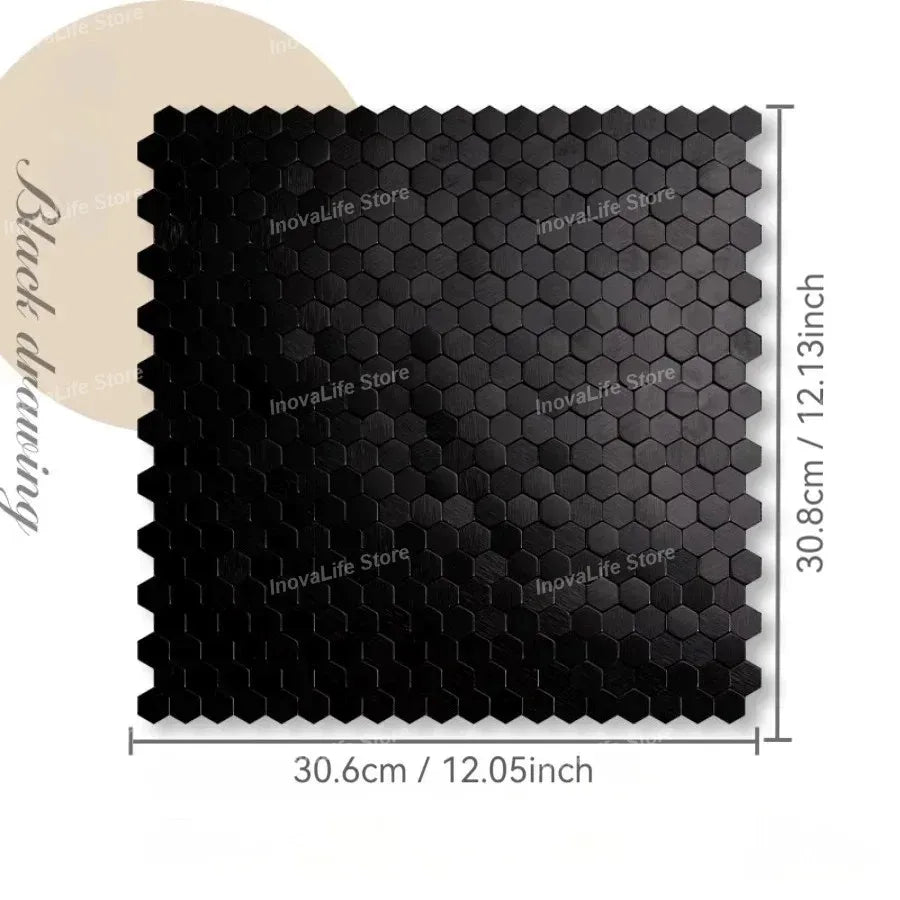 carreaux hexagonaux métal brossé adhésifs modernes gris bronze cuivre doré salle bain chambre