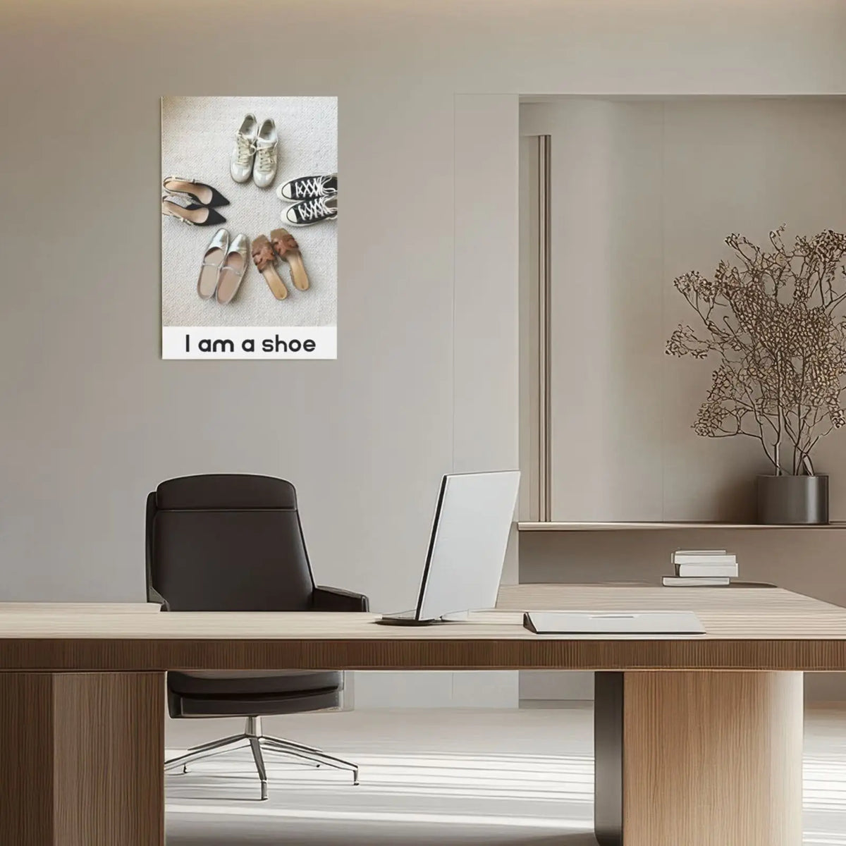 toile peinte moderne chaussures cercle beige gris impression photo décoration mur