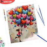 peinture numeros portrait coeurs multicolore moderne toile acrylique facile decoration hobby