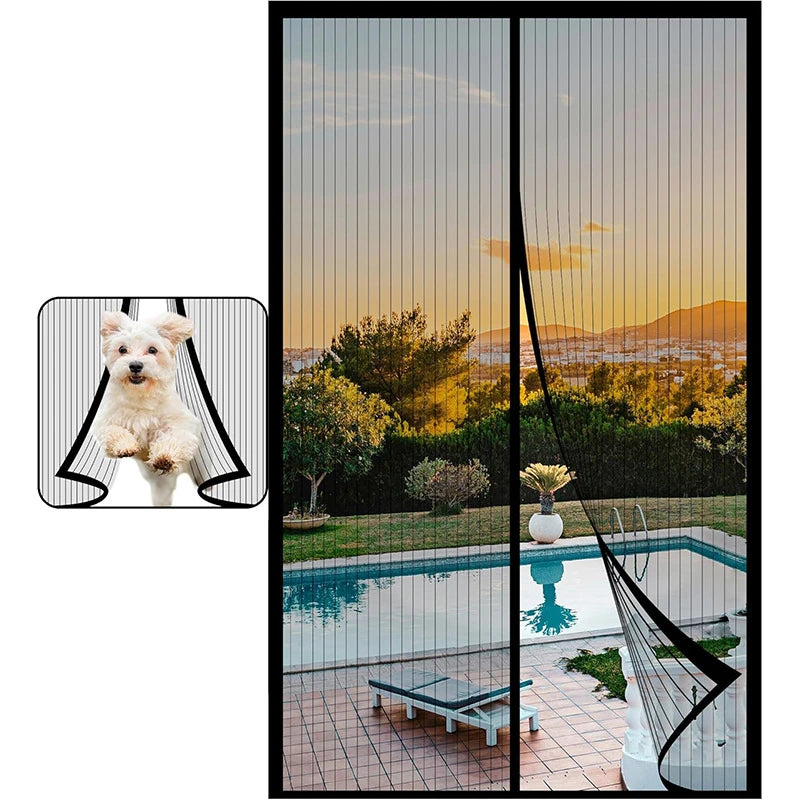 rideau porte magnétique noir blanc rayures verticales tissu maille opacité moderne clips