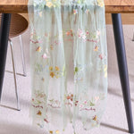 nappe courte fleur brodée transparente polyester décoration mariage anniversaire champêtre