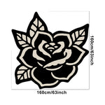 tapis noir blanc fleur stylisée moderne antidérapant intérieur extérieur plage