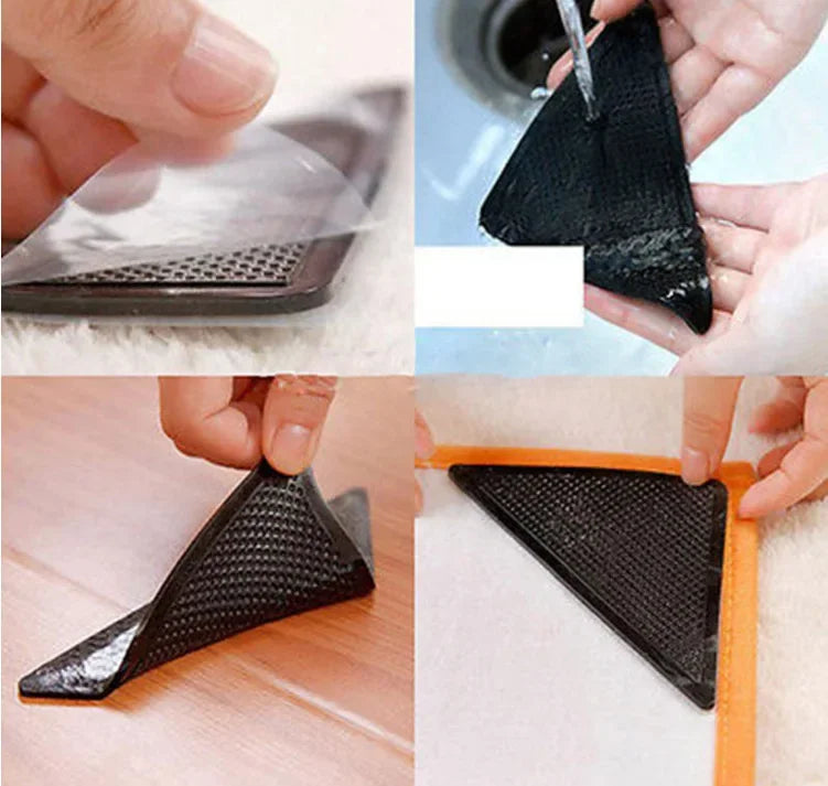 protections anti dérapantes adhésives tapis meubles noires beiges rouges triangles texturés intérieur 12pcs 11cm