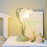 lampe table moderne vert clair acrylique transparente fleurs blanches floral prise ue câble électrique