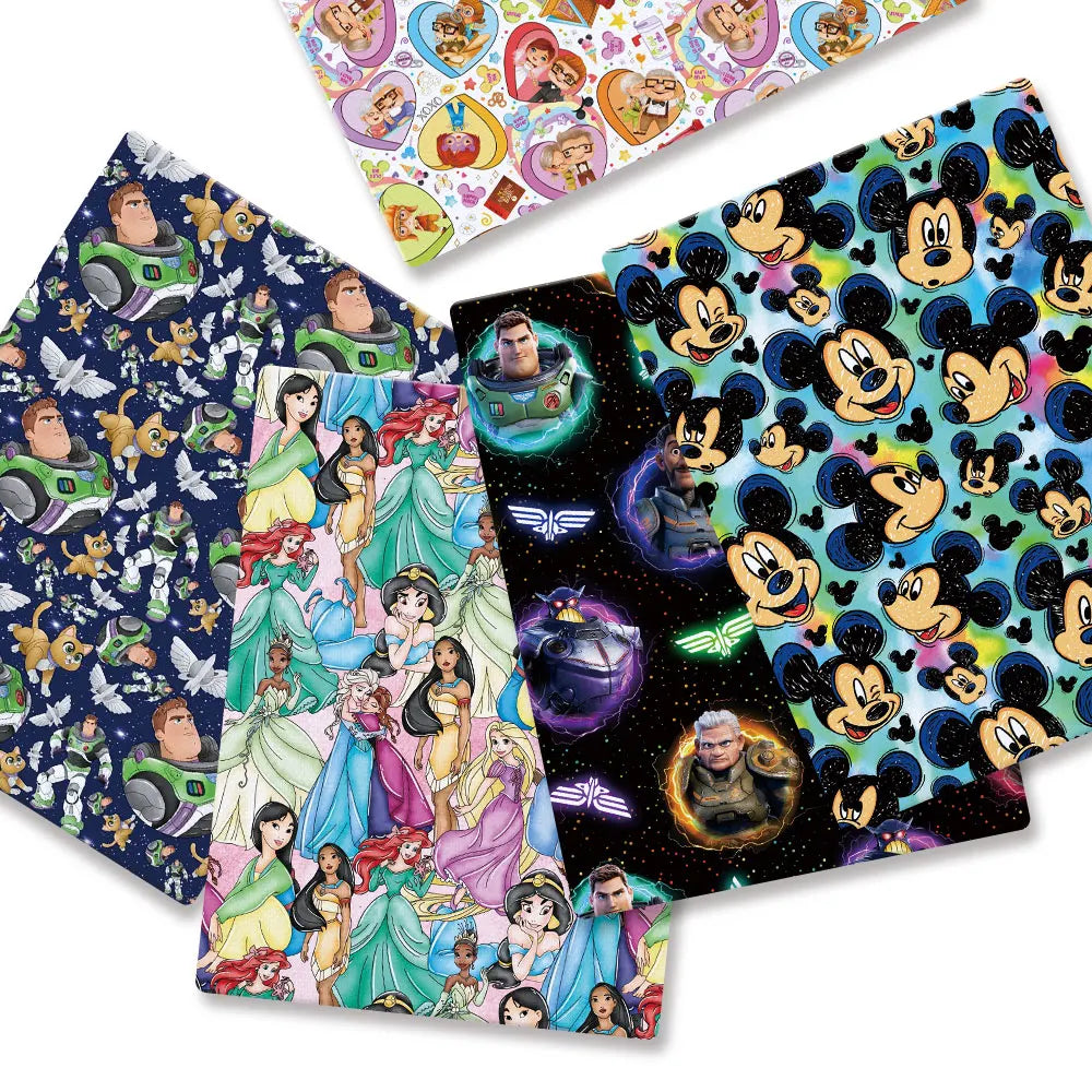 tissu coton patchwork personnages dessins animés couture rideau jupe fille textile maison bleu