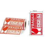 étiquettes fragile rouge blanche handle with care thank you classique opaques diverses tailles inclusées