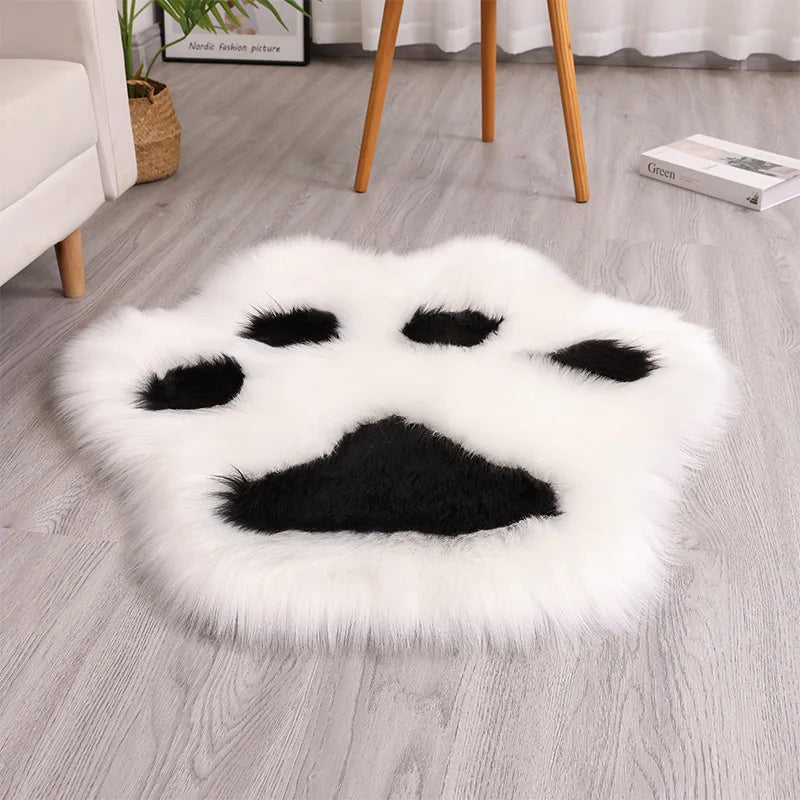tapis fourrure paws noir blanc gris rose moderne lavable machine doux