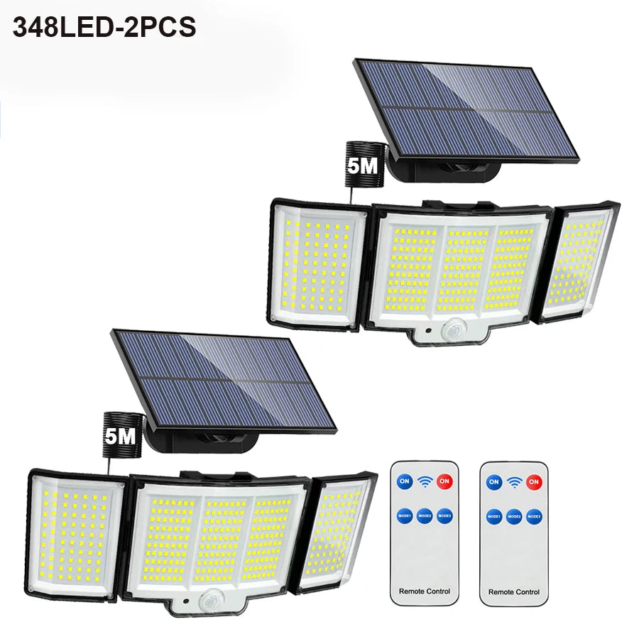 lampe solaire détecteur mouvement 348 led moderne étanche ip65 abs noir blanc télécommande clips