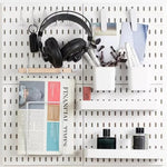 panneau rangement mural perforé blanc moderne clips étagères porte clés carte papier téléphone crayon