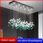 suspension lumineuse moderne cristaux transparents élégantes led 90v 249lm salon restaurant