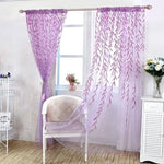 rideau decoratif feuilles saule violet transparent romantique maison