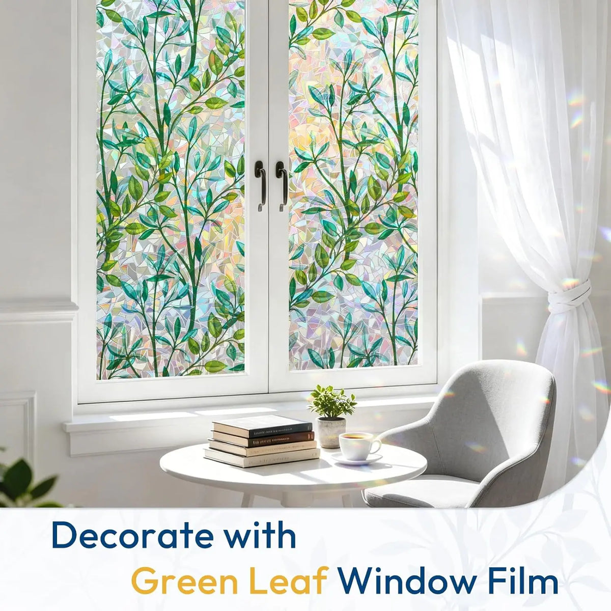 film fenêtre adhésif feuilles vertes moderne décoration protection uv isolation thermique explosion transparent vert