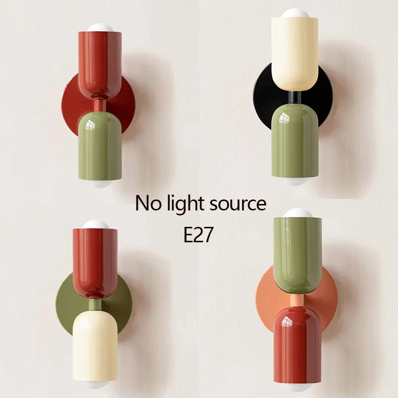 applique murale moderne métal vert olive rouge beige orange fixée mur led