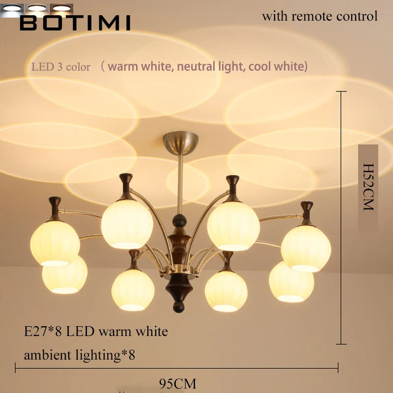 chandelier led or marron foncé abatjour sphérique télécommande moderne floral