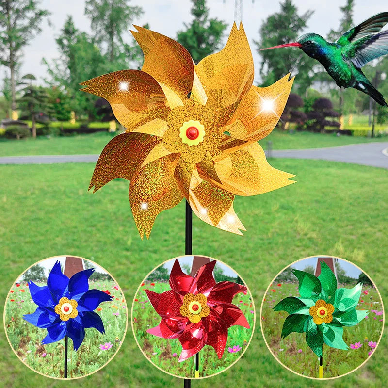 décoration extérieure moderne moulin vent lumineux points brillants couleurs vives jardin fixations incluses