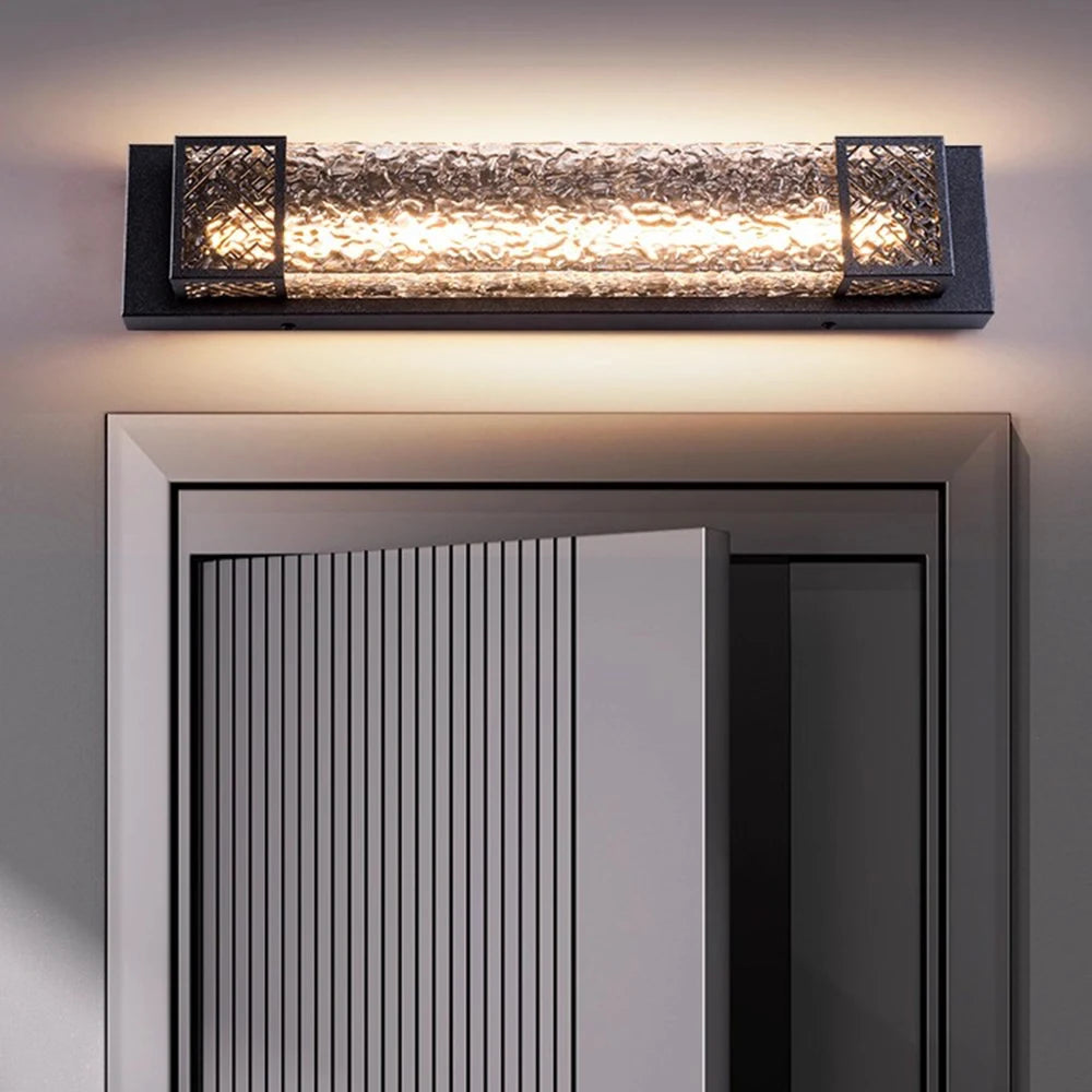 lampe murale moderne led noir doré verre ip65 48cm 60cm 90cm
