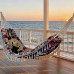 hamac multicolore aztèque boho chic tassel extérieur adultes géométrique polyester