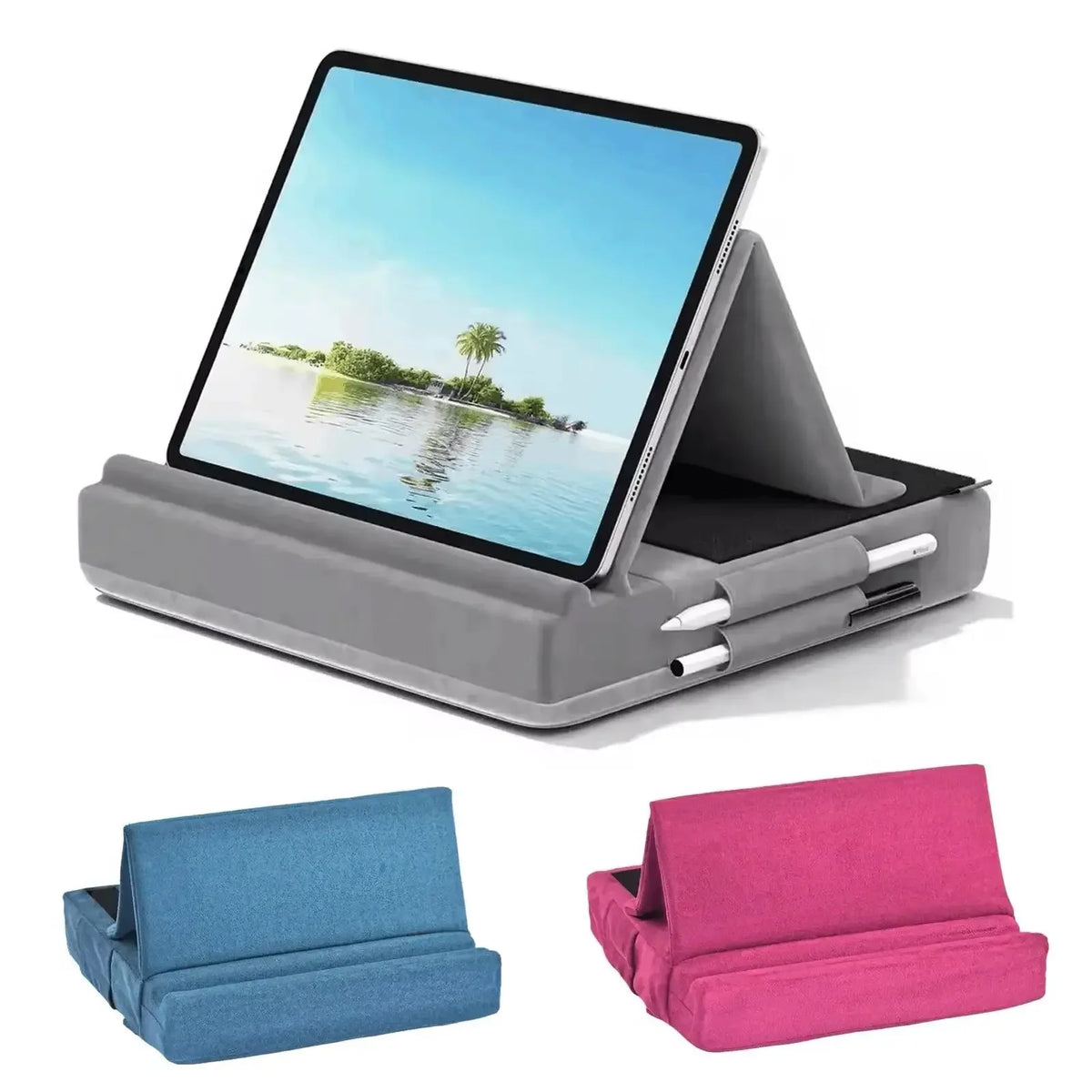 support tablette pliable rangement stylos modernes tissu doux portable gris rose bleu