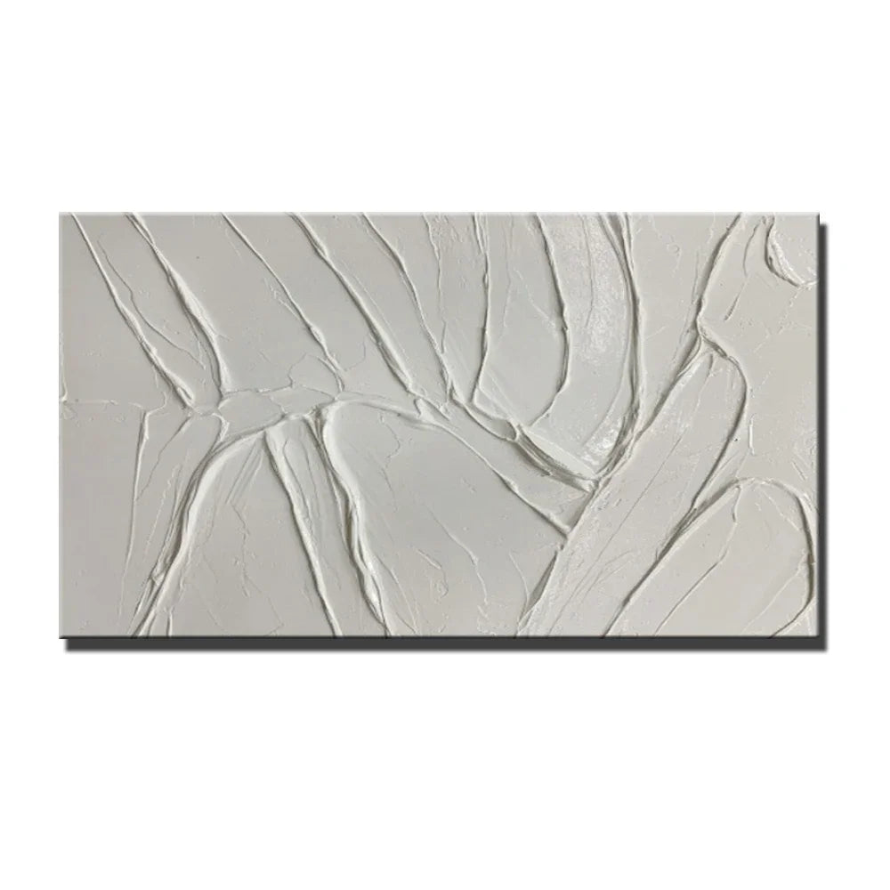 tableau moderne abstrait lignes ondulées blanc gris clair décoration intérieure sans cadre contemporain horizontal